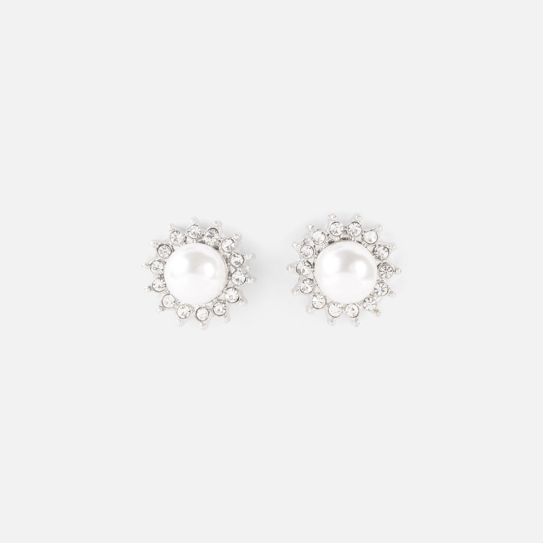 Boucles d’oreilles clip forme étoile avec perle et pierres
