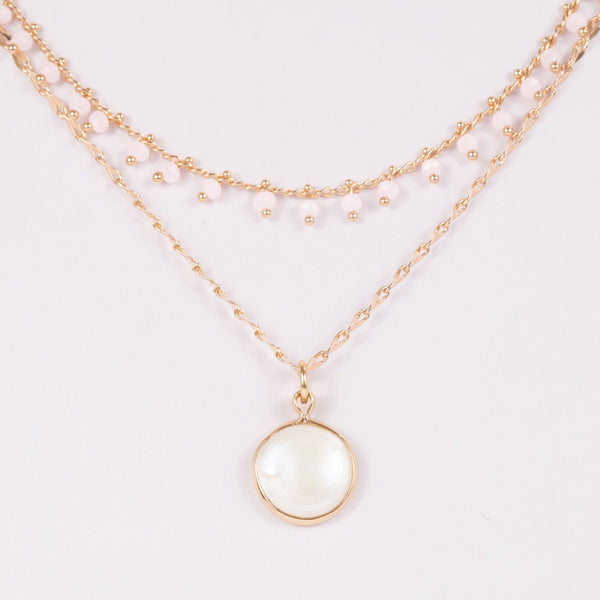 Charger l&#39;image dans la galerie, Ensemble deux colliers dorés avec perle naturelle
