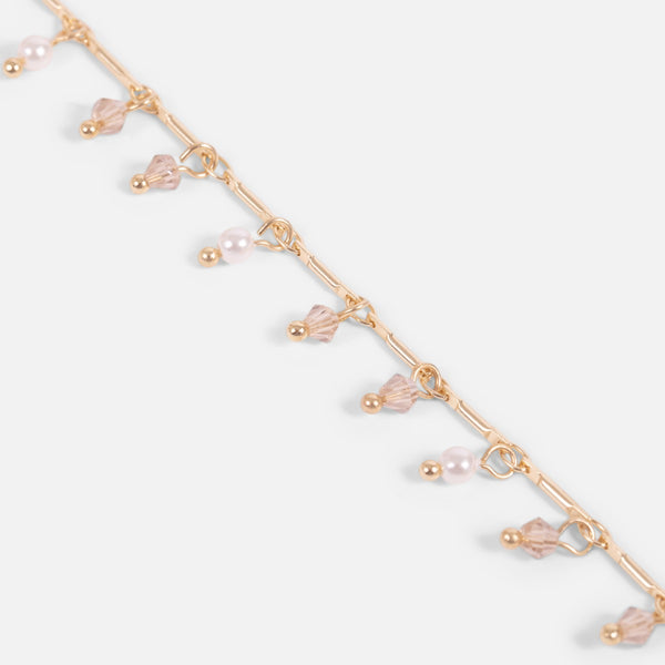 Charger l&#39;image dans la galerie, Délicate chaîne de cheville dorée avec petites perles
