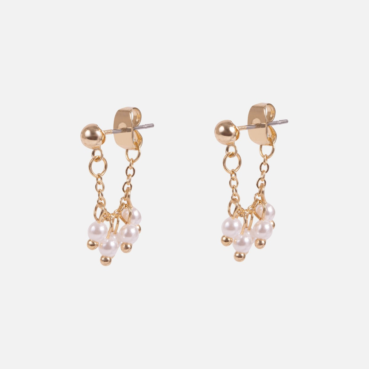 Trio de boucles d’oreilles doré fixe et anneaux avec perles