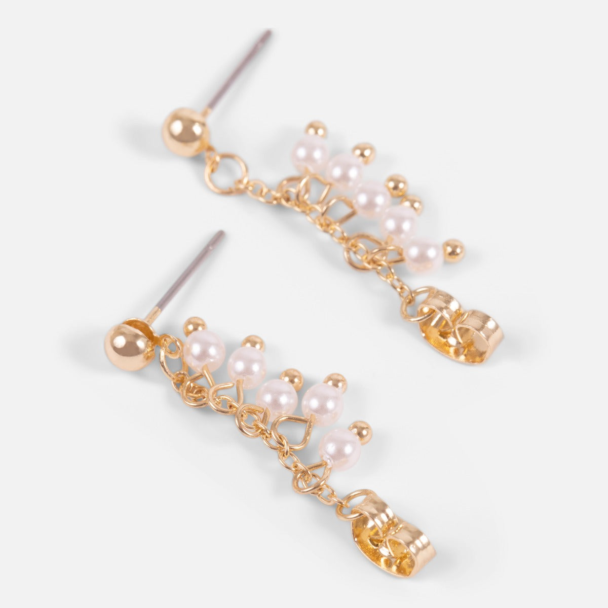 Trio de boucles d’oreilles doré fixe et anneaux avec perles