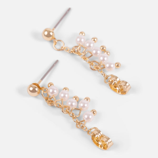 Charger l&#39;image dans la galerie, Trio de boucles d’oreilles doré fixe et anneaux avec perles
