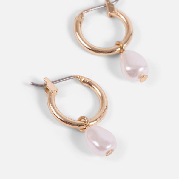 Charger l&#39;image dans la galerie, Trio de boucles d’oreilles doré fixe et anneaux avec perles

