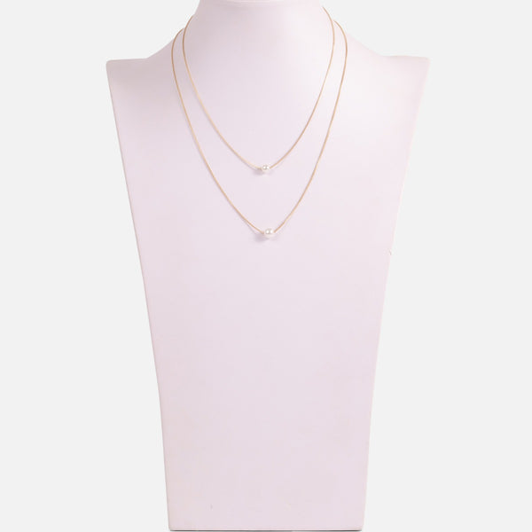 Load image into Gallery viewer, Set of two separate golden necklaces with pearl charm
