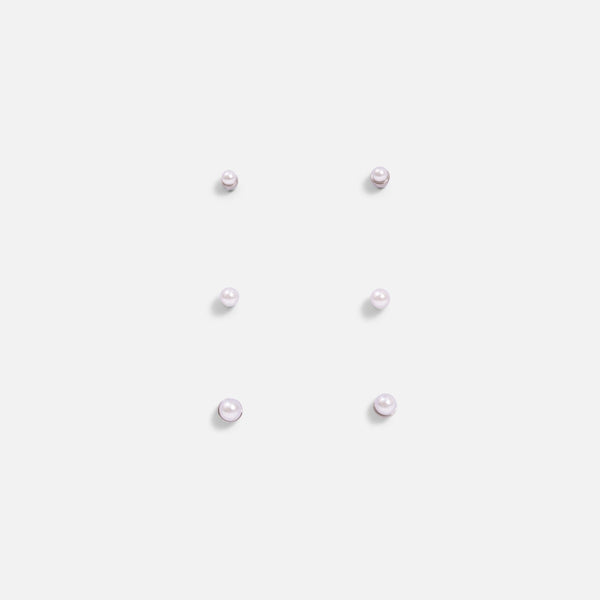 Charger l&#39;image dans la galerie, Ensemble de trois boucles d’oreilles dorées fixes avec perles
