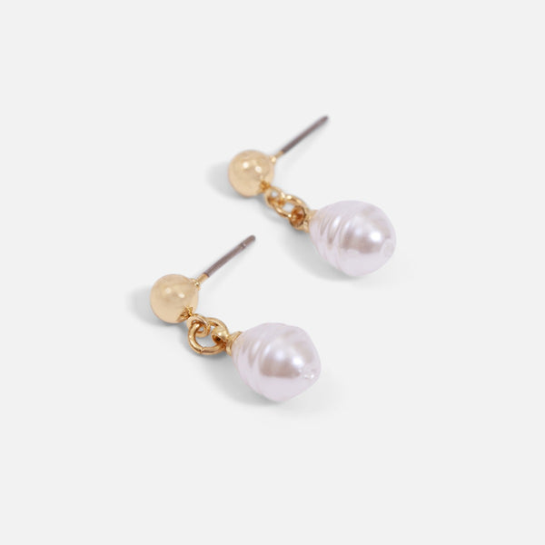 Charger l&#39;image dans la galerie, Petites boucles d’oreilles dorées perles en forme de goutte
