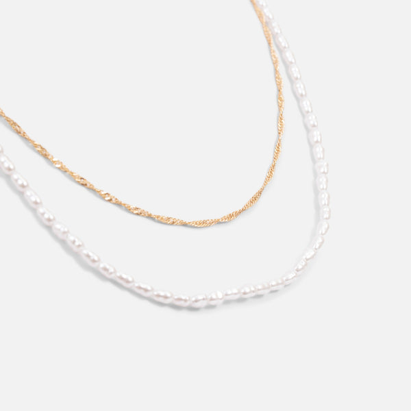 Charger l&#39;image dans la galerie, Ensemble deux colliers perles et chaîne dorée
