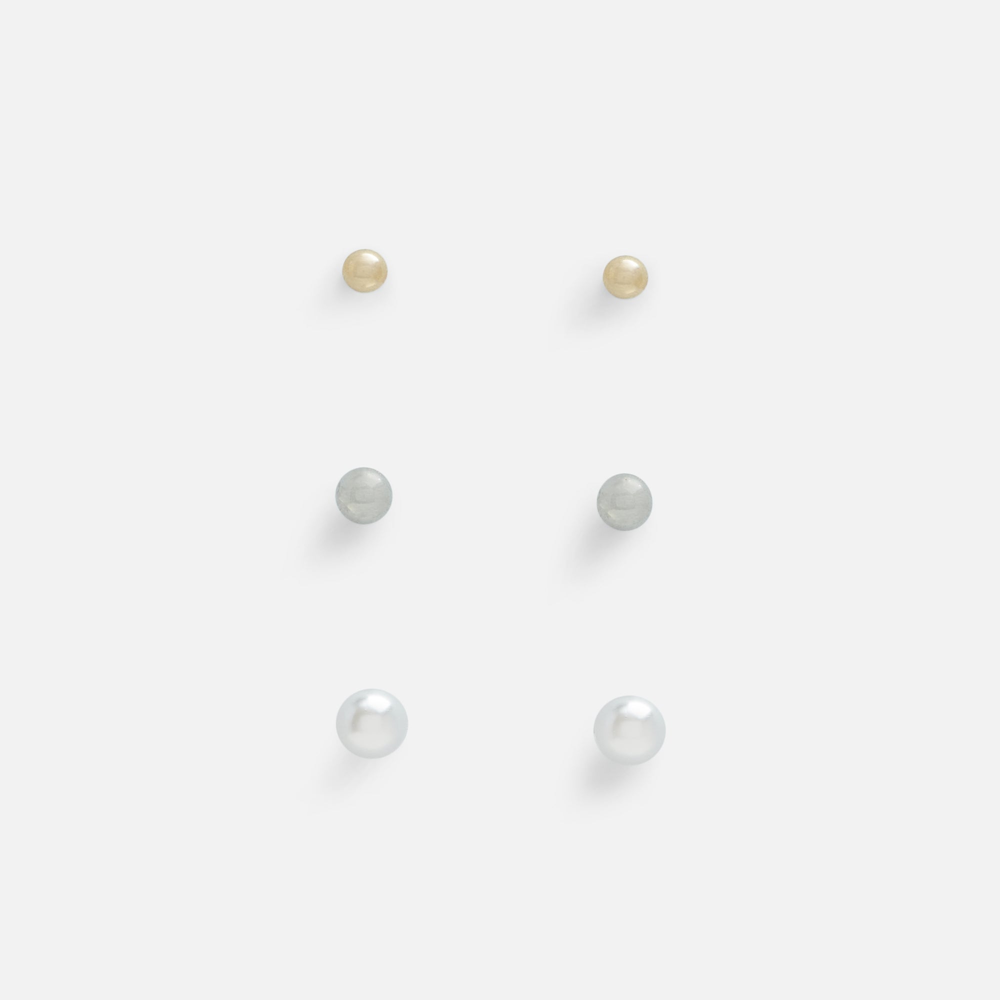 Golden, silver and pearl fixed earrings set
