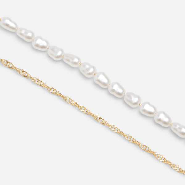 Load image into Gallery viewer, Double chain short necklace with pearls
