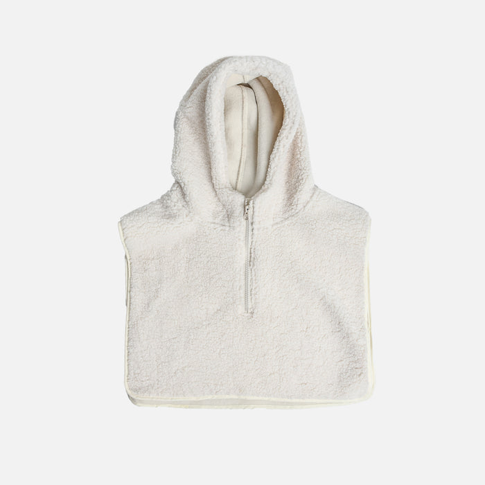 Capuchon beige en sherpa avec fermeture éclair