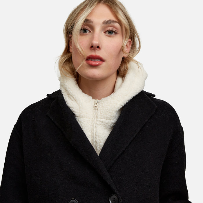 Capuchon beige en sherpa avec fermeture éclair