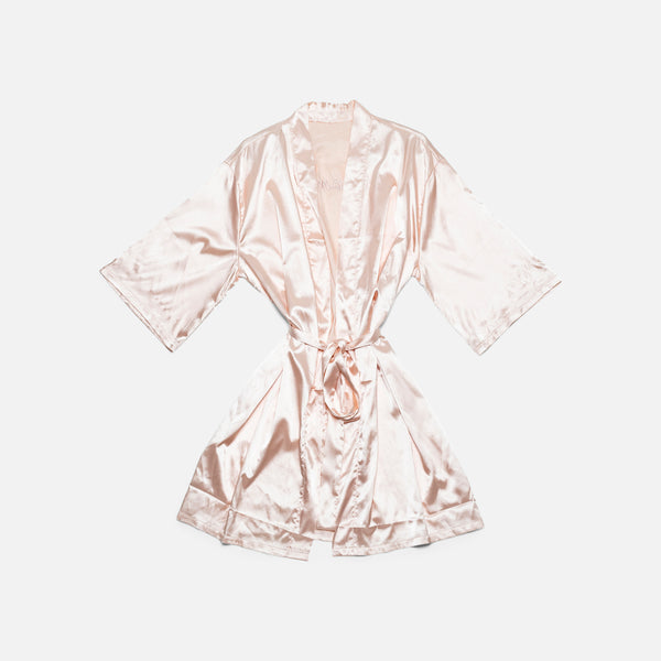Charger l&#39;image dans la galerie, Kimono en soie rose avec inscription «dreamer»
