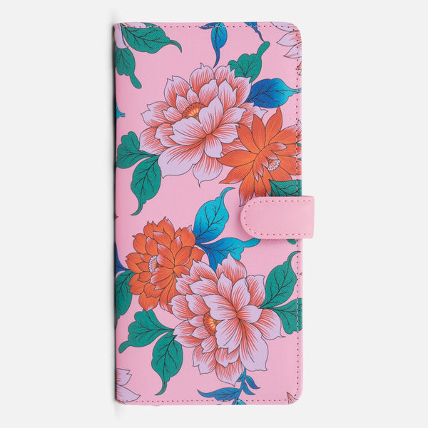 Charger l&#39;image dans la galerie, Étui à passeport rose avec fleurs années 70
