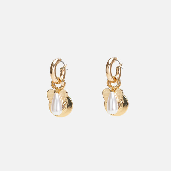 Charger l&#39;image dans la galerie, Boucles d’oreilles anneaux dorés avec breloques interchangeables
