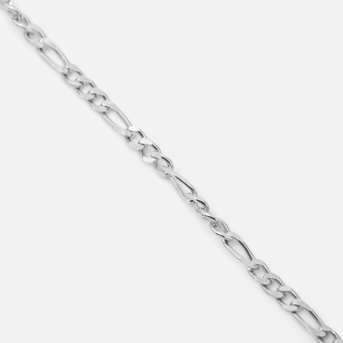 Silvered bracelet chain with figaro mesh 7.5 inches