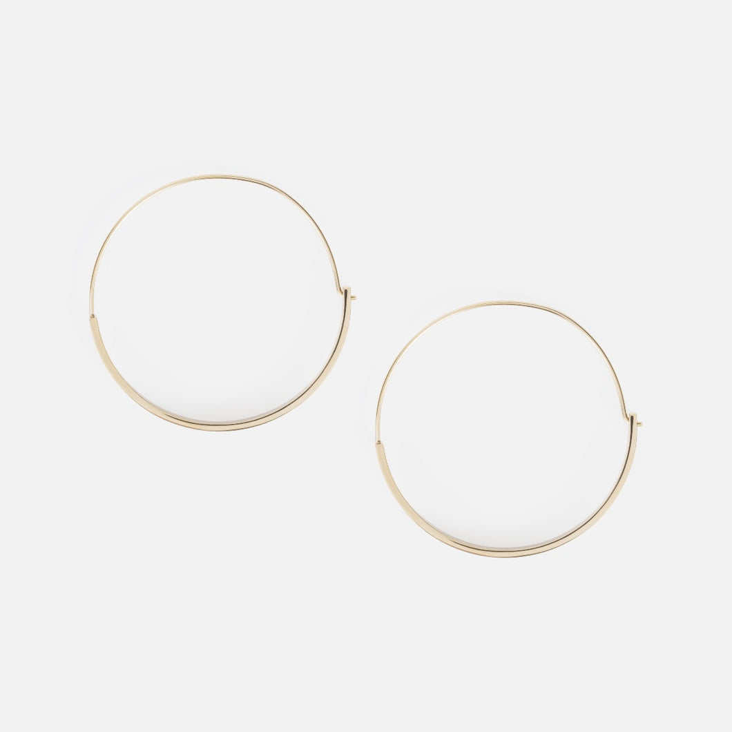 Golden stainless steel earrings with wide side (45 mm)