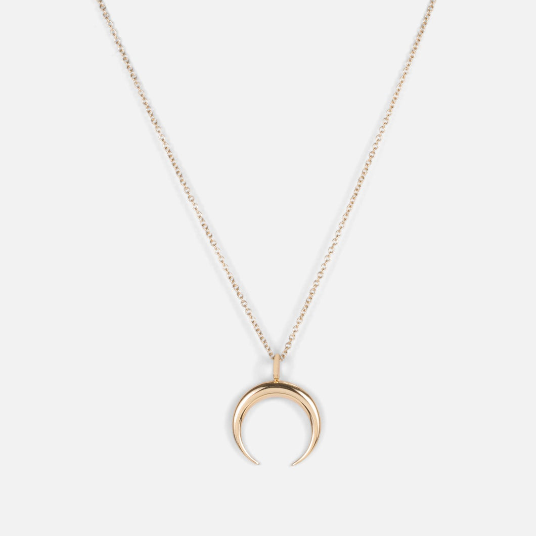 Stainless steel pendant with double golden horn