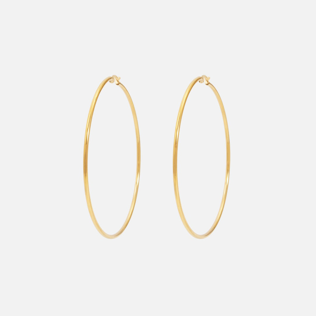 Boucles d’oreilles anneaux dorées acier inoxydable (70 mm)