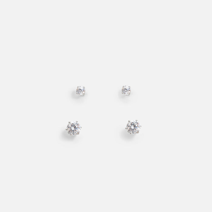Boucles d’oreilles fixes acier inoxydable et zircons cubiques