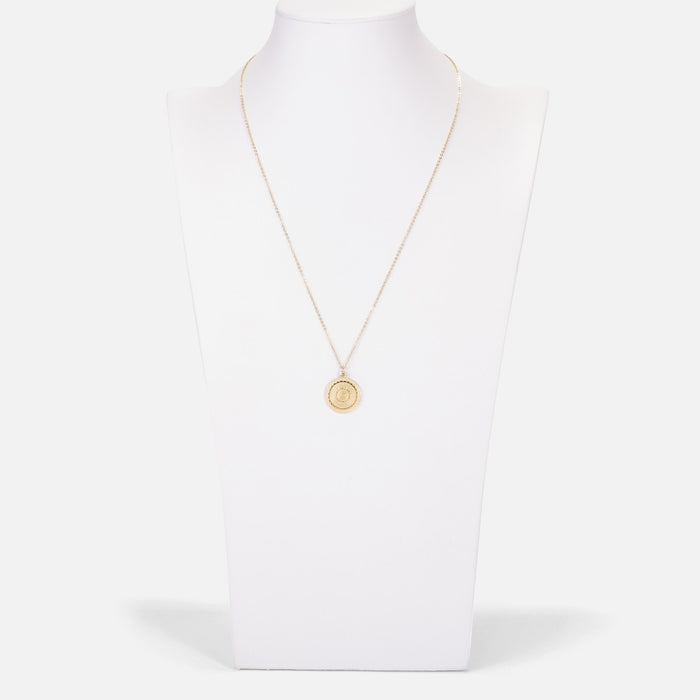 Collier doré avec pendentif rosace en acier inoxydable