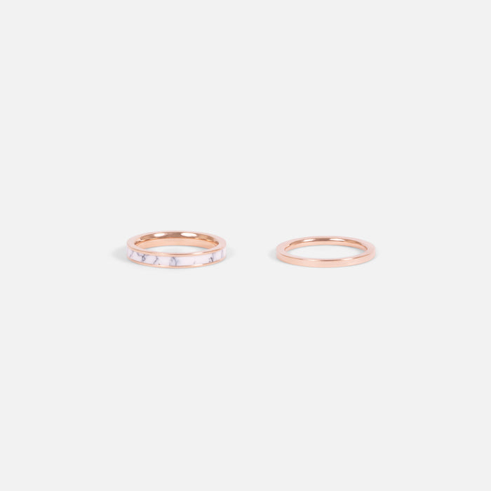 Duo de bagues rose dorées en acier inoxydable
