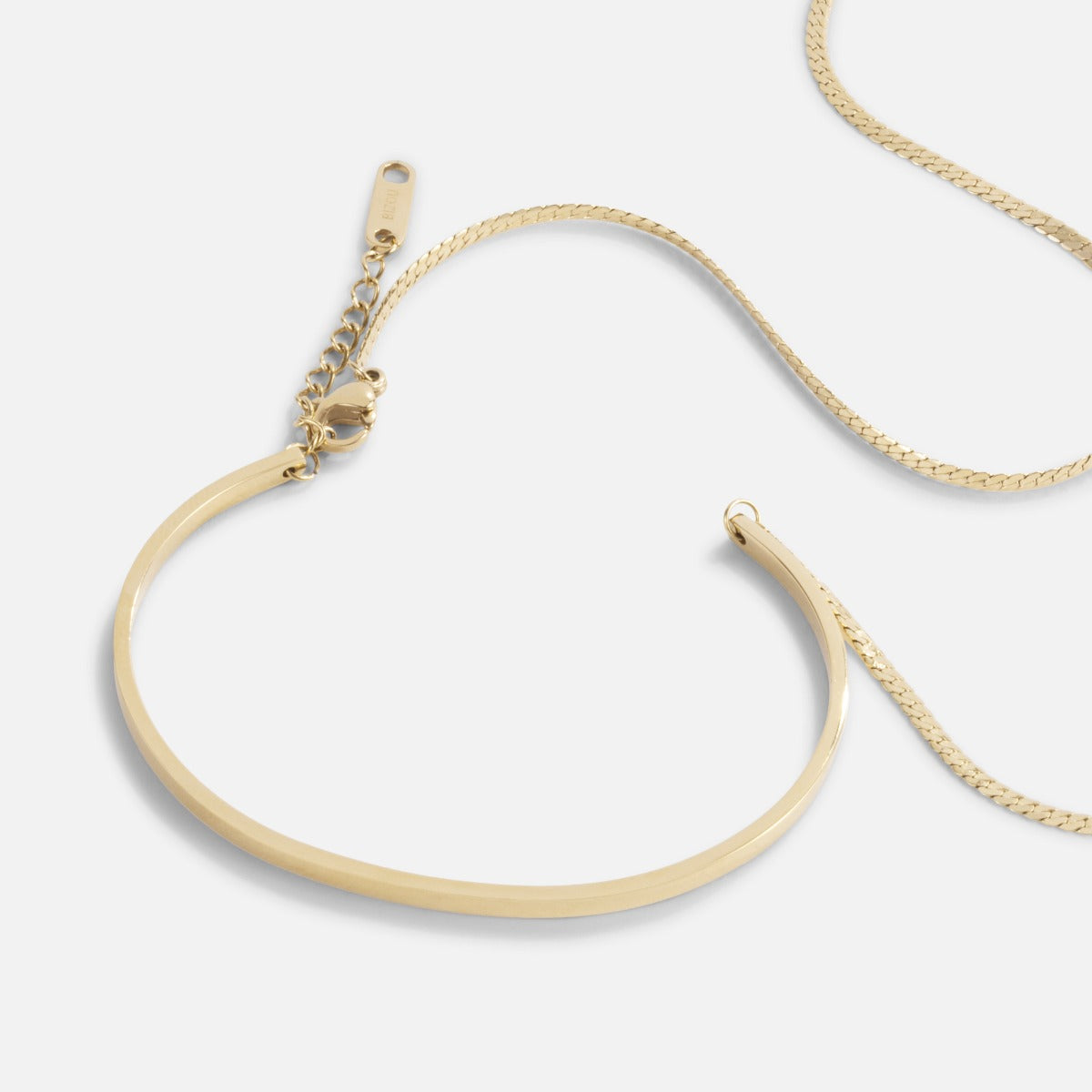 Bracelet rigide acier inoxydable doré avec chaîne