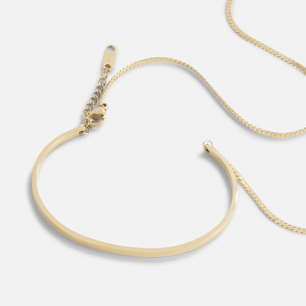 Charger l&#39;image dans la galerie, Bracelet rigide acier inoxydable doré avec chaîne
