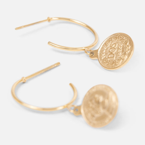 Load image into Gallery viewer, Golden stainless steel earrings with coin
