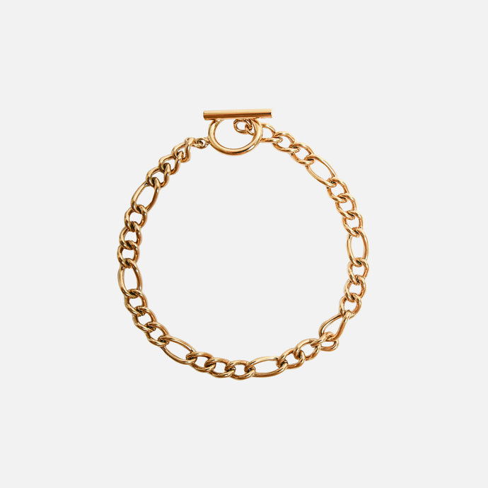 Golden stainless steel bracelet with bar attachment