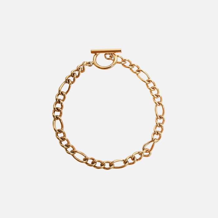 Bracelet doré avec attache barre en acier inoxydable