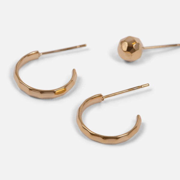 Charger l&#39;image dans la galerie, Ensemble boucles d&#39;oreilles acier inoxydable anneaux ouverts et boules fixes
