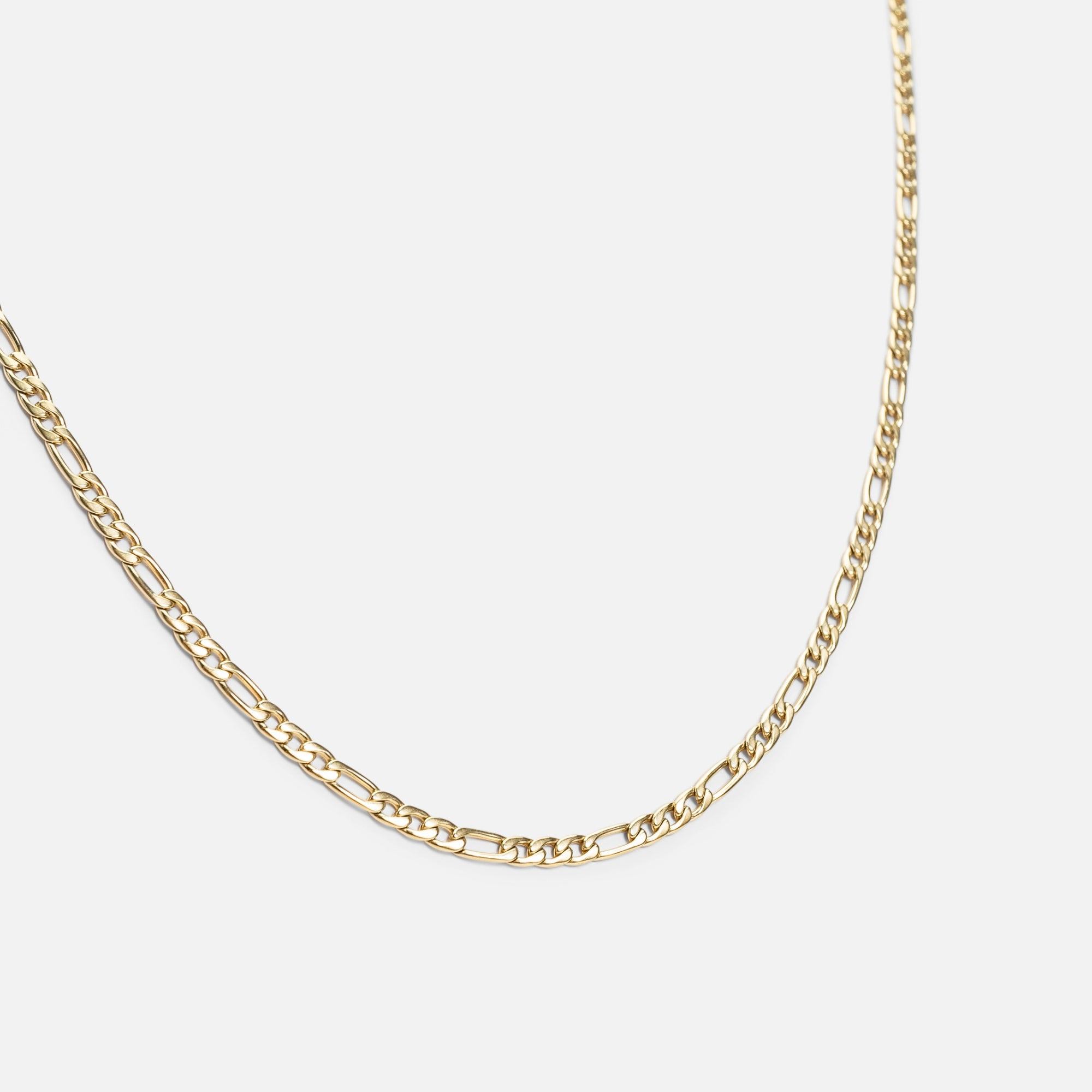 Golden chain necklace with figaro mesh in stainless steel