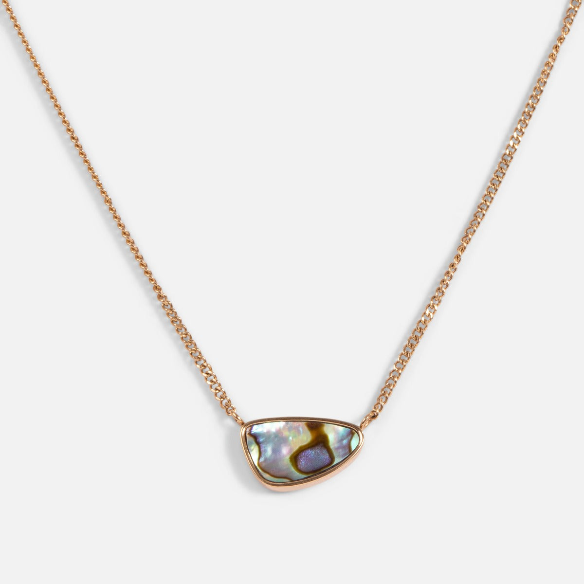 Délicat collier doré 20 pouces avec pierre nacre abalone en acier inoxydable