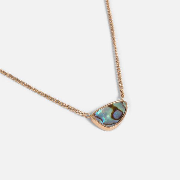 Charger l&#39;image dans la galerie, Délicat collier doré 20 pouces avec pierre nacre abalone en acier inoxydable
