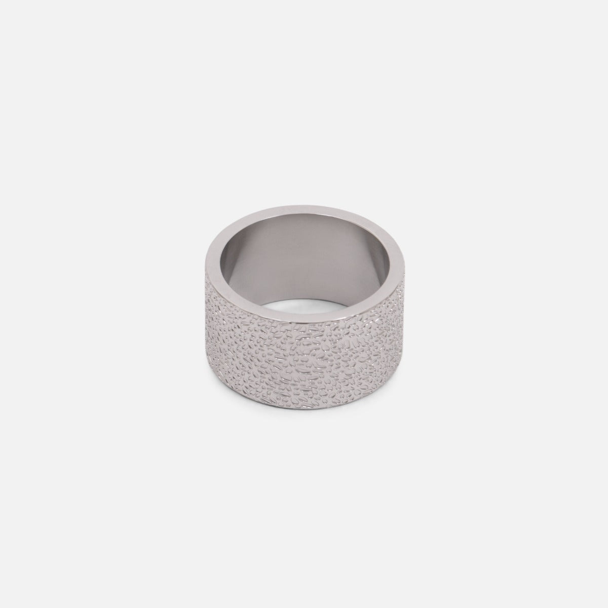Large stainless steel ring with textured effect 