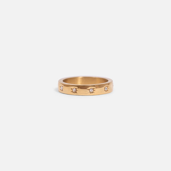 Load image into Gallery viewer, Plain golden ring with stones insertion in stainless steel
