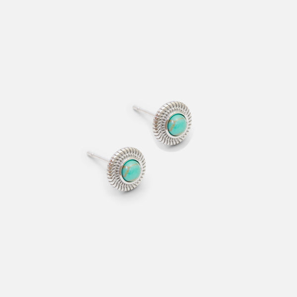 Load image into Gallery viewer, Turquoise stainless steel earrings with silvered outline
