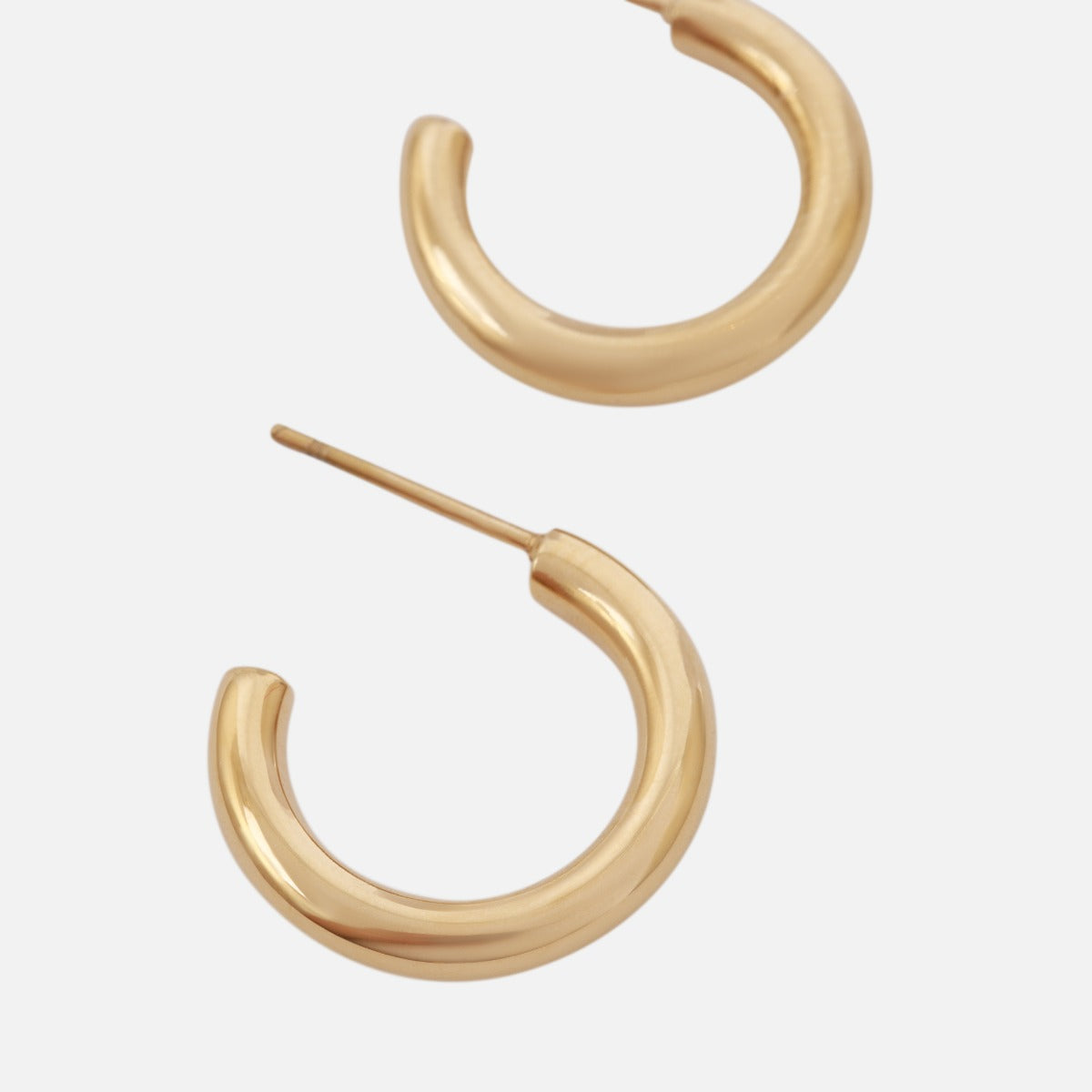 Thick golden stainless steel hoop earrings