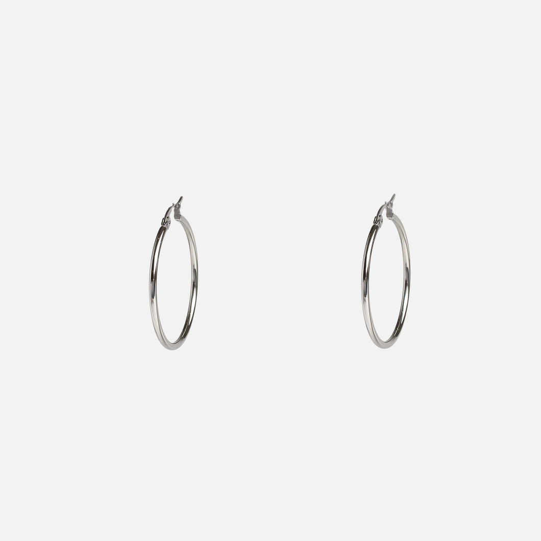 Boucles d’oreilles anneaux argentés 35 mm en acier inoxydable