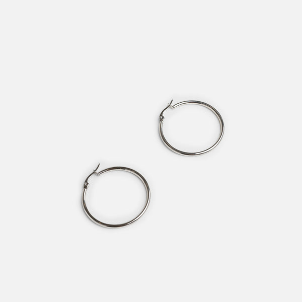 Charger l&#39;image dans la galerie, Boucles d’oreilles anneaux argentés 35 mm en acier inoxydable
