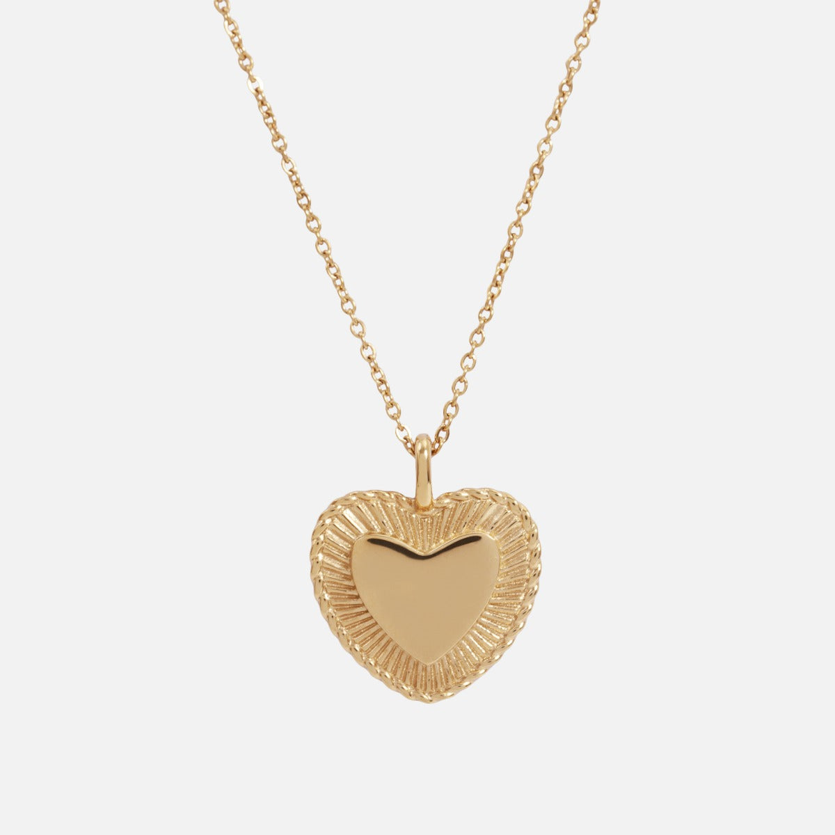 Golden necklace with filigree heart pendant in stainless steel
