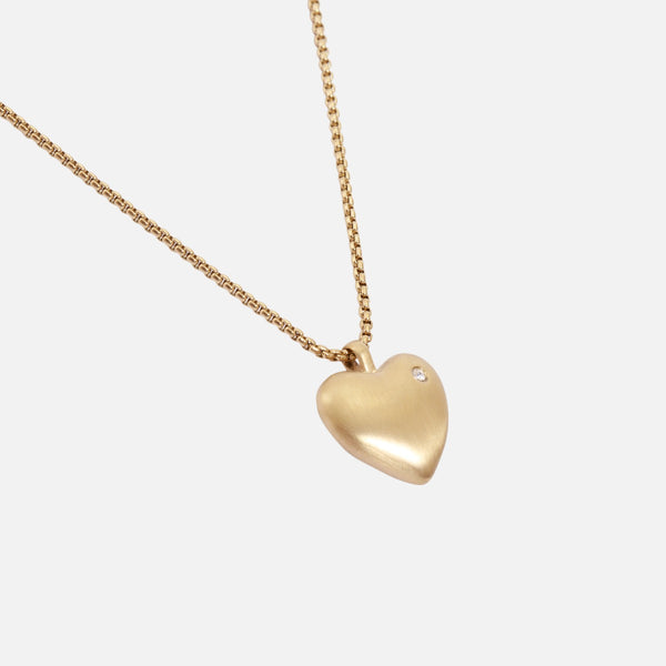 Load image into Gallery viewer, Golden stainless steel pendant with heart and small cubic zirconia stone
