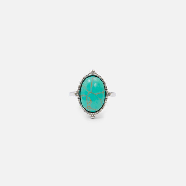 Load image into Gallery viewer, Adjustable stainless steel silvered ring with turquoise stone

