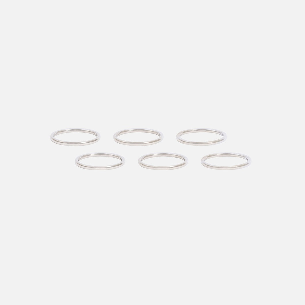 Set of six stainless steel midi rings