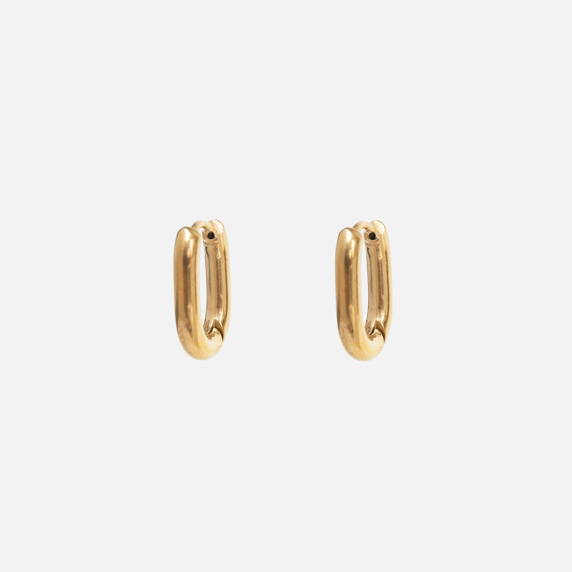 Boucles d’oreilles anneaux ovales dorés en acier inoxydable