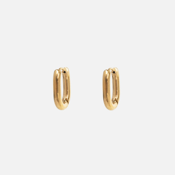 Charger l&#39;image dans la galerie, Boucles d’oreilles anneaux ovales dorés en acier inoxydable
