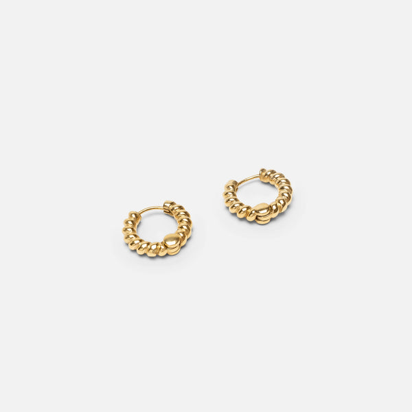Charger l&#39;image dans la galerie, Boucles d’oreilles anneaux torsadés dorés en acier inoxydable
