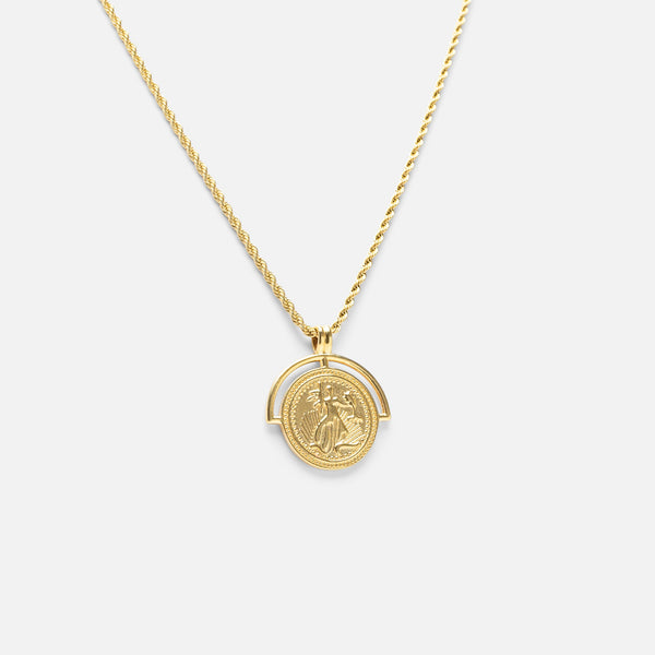 Load image into Gallery viewer, Twisted chain pendant with engraved round charm in stainless steel
