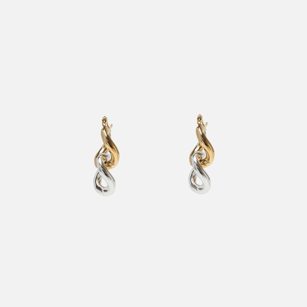 Boucles d’oreilles deux anneaux en forme de chaîne en acier inoxydable