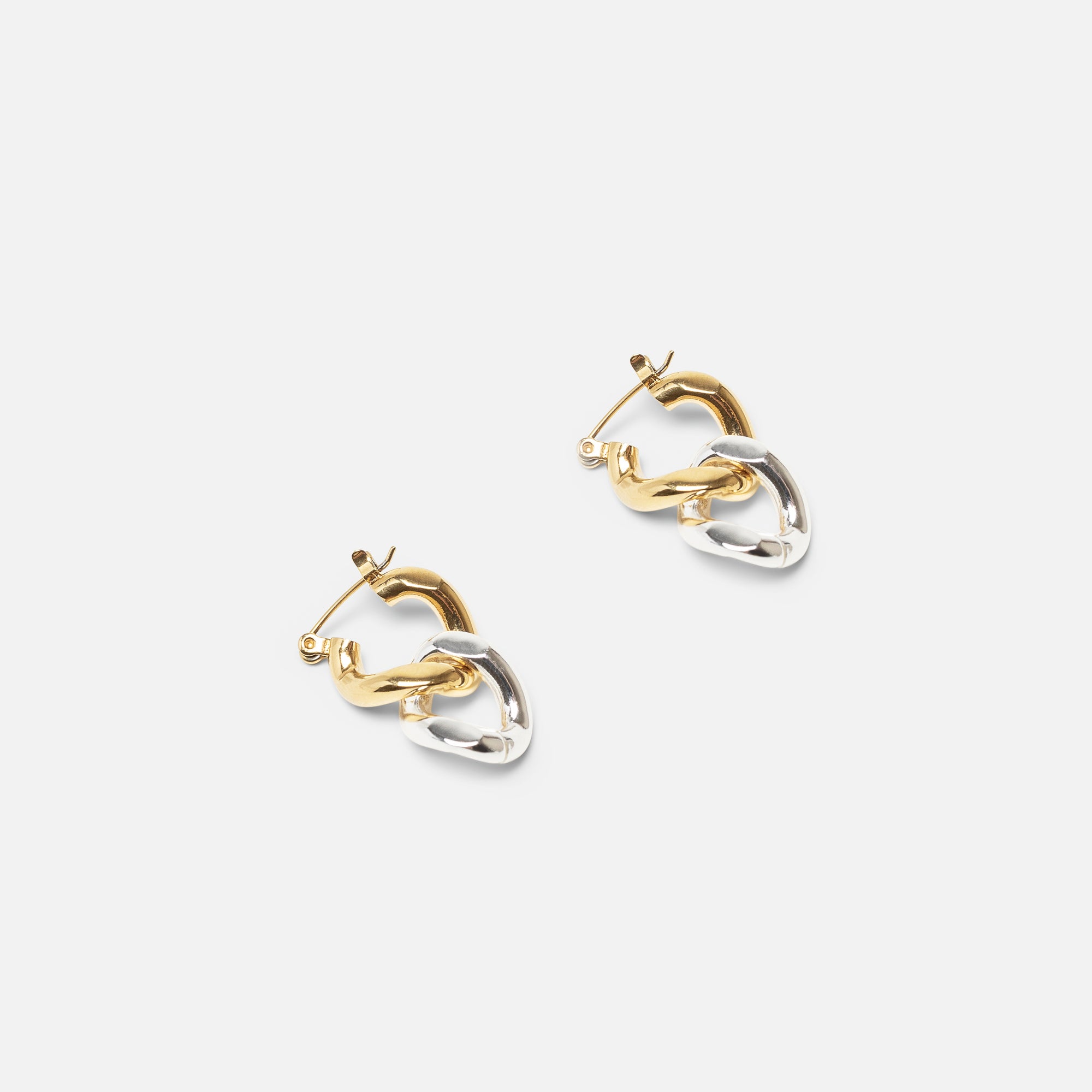Boucles d’oreilles deux anneaux en forme de chaîne en acier inoxydable